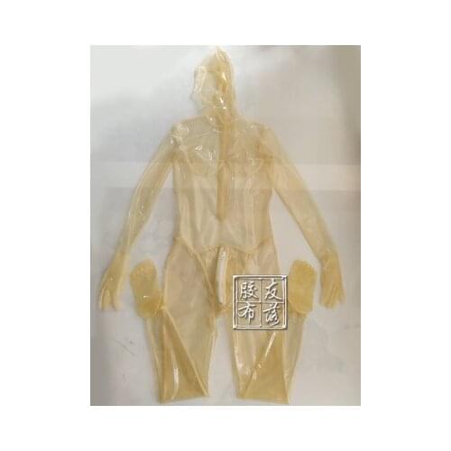 FULL COVER TRANSPARENT LATEX CATSUIT WITH GLOVES TOES OPEN EYES MOUTH NOSE CUSTOM MADE