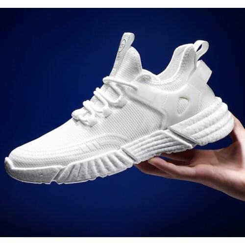 QZHSMY White Mens Running Shoes Sneakers Lace-Up Soft Breathable Summer Men Shoes Fashion Tenis Masculino Zapatillas Hombre
