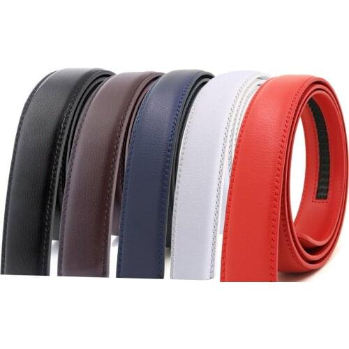 3.1 3.5cm Width Real Genuine Leather Automatic Buckle Belt Body No Buckle Cowskin Belts Without Buckle Black Brown Blue White
