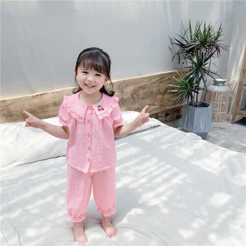 Pink Two Piece Baby Boys Girls Sets Spring Autumn Undershirts Sleepwear Robe Pajama Kids Toddler Outwear Childrens Clothing