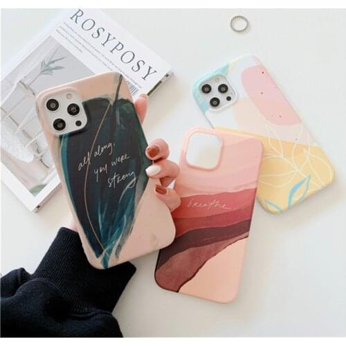 Silicone Watercolour Pattern Phone Case For iPhone 12 11Pro X XR XS Max MINI 7 8Plus SE2020 Back Cover Soft Anti-fall Protective
