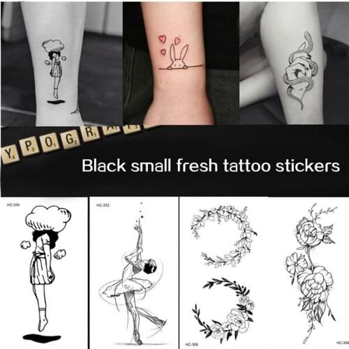 3pcs Women Flower Rose Peony Black Tattoo Sticker Temporary Female Flower Tattoos Waterproof Sexy Body Arm Hand Art Fashion