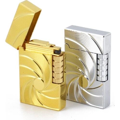 Ultra Thin Metal Creative Inflatable Open Flame Grinding Wheel Lighter Smoking Accessories Gadgets For Men Portable