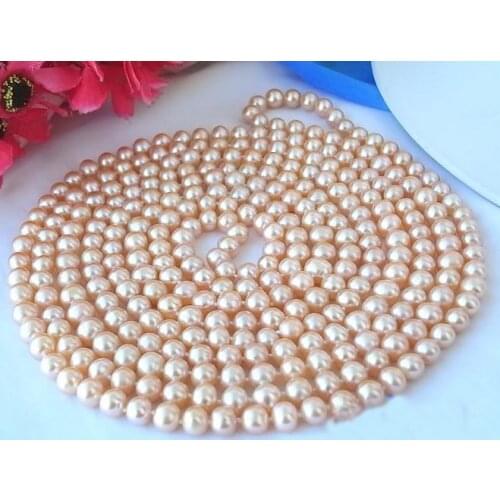 Unique Pearls jewellery Store Long 100 inches 8-9mm Pink Color Freshwater Cultured Pearl Necklace Charming Women Gift FN1046