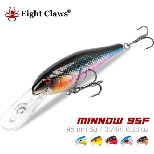EIGHT CLAWS Topwater Floating Minnow Fishing Lure 95F 95mm 8g Jerkbait Hard Wobbler Crank Bait Bass Pike Swimbait Fishing Tackle