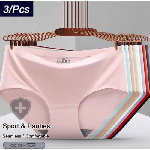 2020 3Pcs/lot Sexy Women Briefs Set Seamless Panty Underwear Lingerie Solid Mid-Waist Cotton Panty Female Ladies Linger