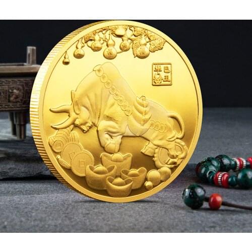 2021 New Year Gold Coin Twelve Zodiac Ox Commemorative Coins Collection Gift Decorative Coins Collection