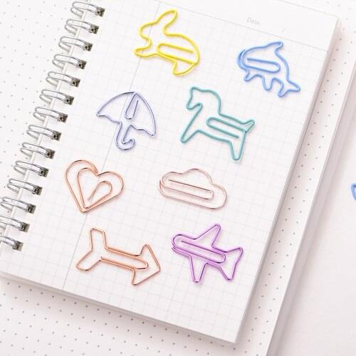 36pcs Cute Paper Clip Creative Cartoon Color Animal Paper Clip Kawaii Stationery Clear Binder Clips Photos Tickets Notes Clip