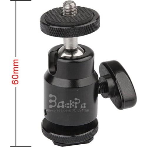 50PCS Camera Mini Tripod Ballhead Metal Ball Head Hot Shoe Adapter to 1/4 Screw Mount for Flash Light Stand