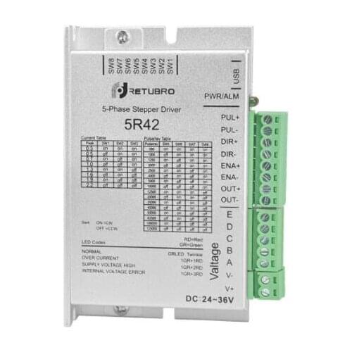 5R42 digital DSP five-phase stepper driver 24V-36V is suitable for 42 five-phase stepper motors