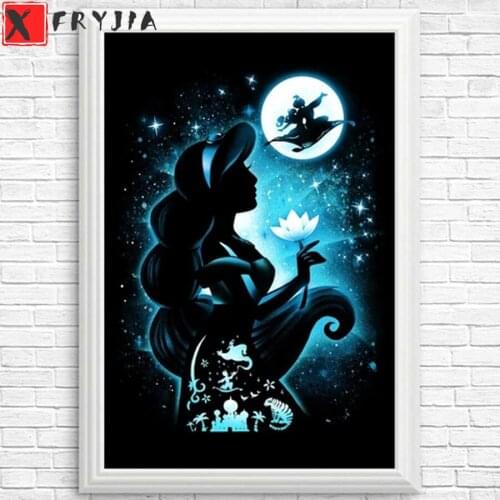 Diamond Painting Princess Prince Lotus Flower 5d Diy Diamond Embroidery Handmade Cartoon Cross Stitch Childrens Gift home decor