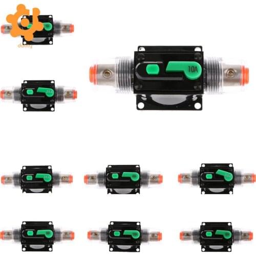 In-Line Manual Reset Circuit Breaker Car Stereo Audio Fuse 12V/24V/32V 100A 80A 60A 15A 10A