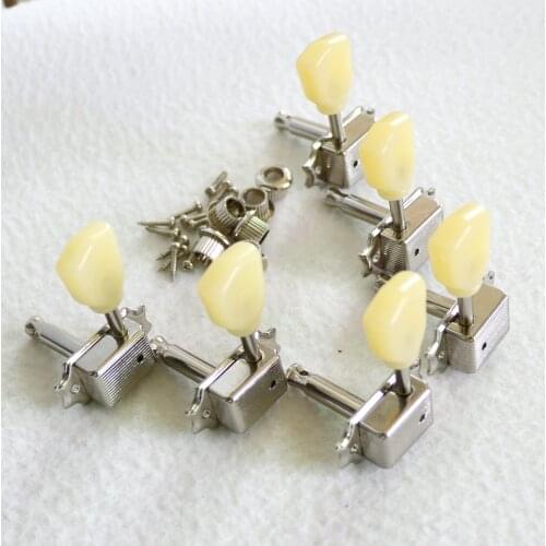 Free Shipping Nickel Color Electric Guitar Tuners 3+3 lp Guitar Machine Heads Cream Button For 8mm Holes guitar parts гитар