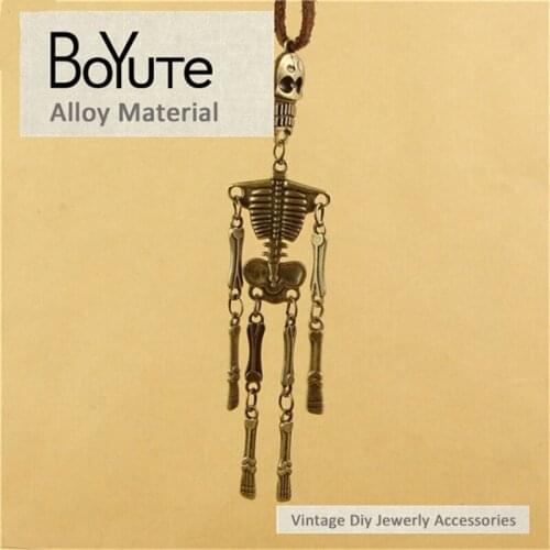 BoYuTe (10 Pieces/Lot) 22*98MM Vintage Style Antique Bronze Plated Zinc Alloy Skull Pendants Diy Jewelry Accessories Wholesale