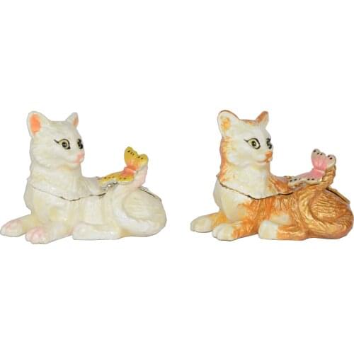 Cat Trinket Box Figurine Decorative Tabletop Cute Gift Ring Holder