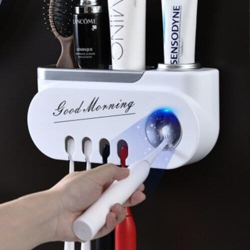 Punch-free Toothbrush Holder Automatic Toothpaste Squeezer Dispenser Makeup Storage Rack Bathroom Accessories Sets Home Items