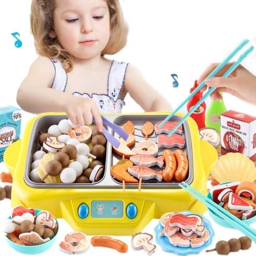 Childrens Hot Pot Barbecue Toys Small Household Appliances Toys Simulation Spray Mini Kitchen Play House Educational Toys
