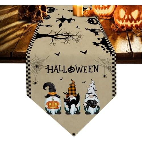Halloween Gnome Crow Bat Table Runners Home Dining Coffee Table Decor Table Cloth Wedding Decoration Table Cover