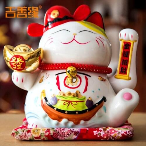 Kyrgyzstan good ceramic electric hand Lucky Cat large shop opened the cashier gift decoration 0487
