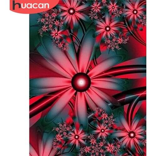 HUACAN 5d Diamond Painting New Arrivals Black And Red Flower Rhinestones Diamond Embroidery Sale Mosaic Decor For Home