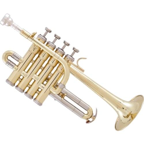 Il belin Professional Bb Piccolo Trumpet Brass Gold Lacquer Surface Trumpet Three Tone Trumpet High Quality Monel Piston