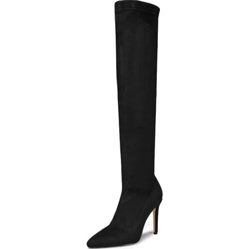 Kmeioo 2020 New Style Fashion Pointed Toe High heel Boots Warm Suede Bright Women Boots Soft and Springy Zip Women Shoes