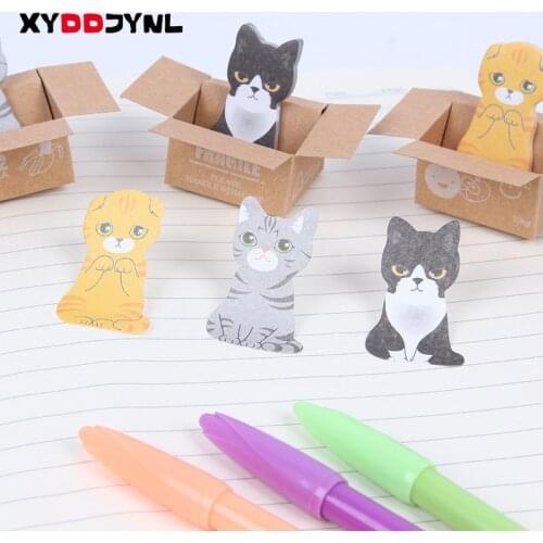 2pc/60Sheets Cartoon Cat Paper Box Stickers Memo Pad Sticky Notes School Supplies Paper Bookmarks Kawaii Stationery