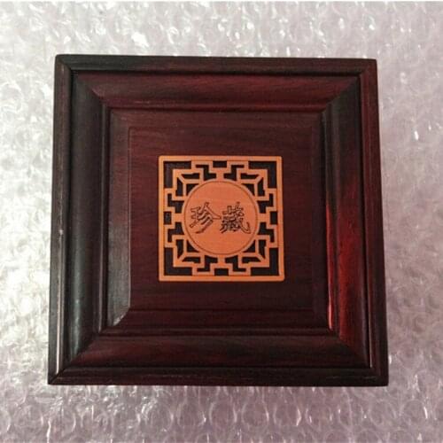 Mahogany red wood jewelry box box boxwood inlay * Collector pumping jewelry box square jewelry box lid