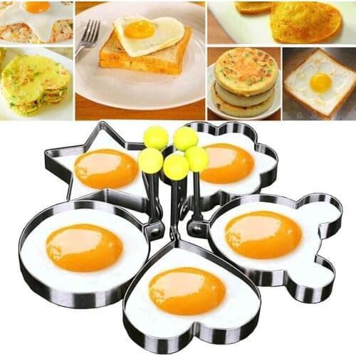Creative Stainless Pancake Mold Mold 5pcs/set Stainless steel Cute Shaped Fried Egg Mold Pancake Rings Mold Kitchen Egg Tool