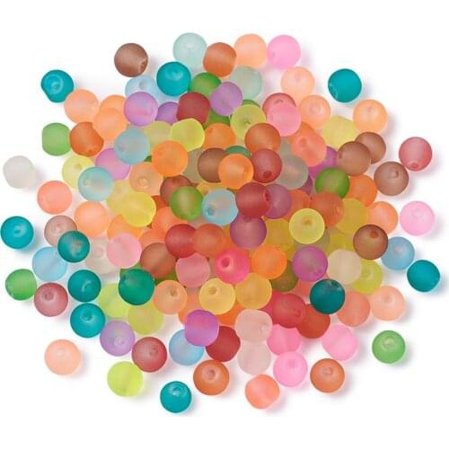 Transparent Frosted Mixed Color Glass Beads Round about 100pcs/bag DIY Bracelet Necklace for Jewelry Making Accessories Hole 1mm