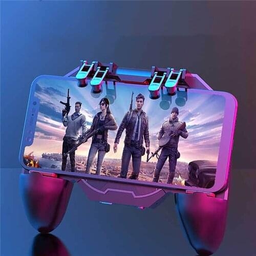 PUBG Mobile Rechargeable Game Controller Six Fingers Operation Gamepad L1 R1 Trigger with Cooler for iOS Android Smartphone