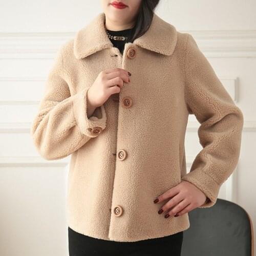 Fashion Autumn Winter Coat Women Lamb Wool Jacket Fleece Shaggy Warm Cropped Jackets Overcoat Single Breasted Outwear X353