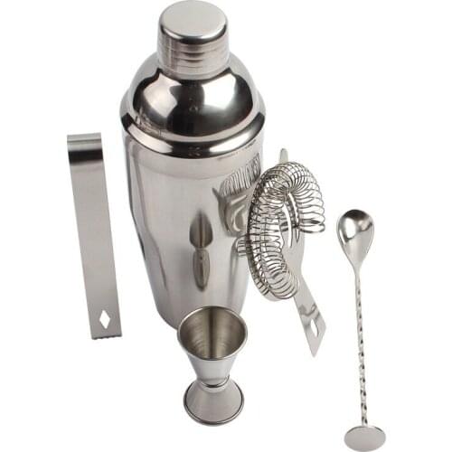 Stainless Steel Cocktail Shaker Bar Tools Set Bartender 5 pcs Kit Bar Accessories Martini Drink Wine Martini Boston Shaker