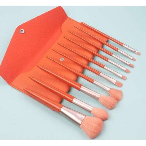 10pcs Makeup Brush Set Soft Hair Wooden Handle Loose Powder Eyeshadow Blush Brush Beauty Tools