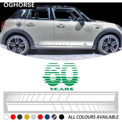 2 Pcs 60th Anniversary Car Styling Door Side Stripe Sticker Decal For MINI Cooper F55 F56 R56 Countryman F60 R60 Clubman F54 R55