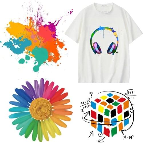 Music/earphone Patch Iron on Transfers For Clothing Thermo Patches DIY Heat Transfer Vinyl Thermo-Stickers Iron on Patch