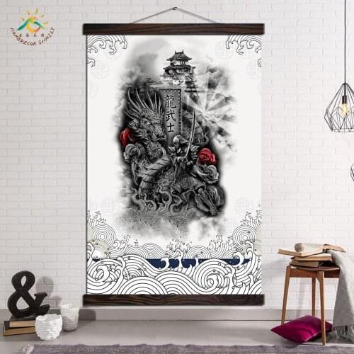 Wall Art Prints and Posters Modern Art Frame Canvas Painting Wall Art Pictures for Home Decoration Samurai and Dragon Tattoo