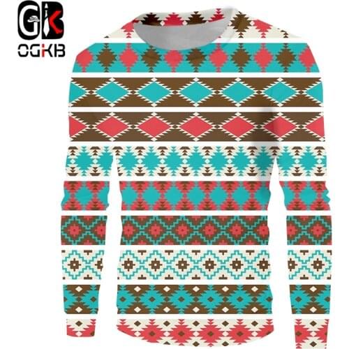 OGKB Unisex 3D Geometric Pattern Printed Sweatshirts Mens Womens Funny Fashion Long Sleeve Shirts Pixel Style Stripes Pullover