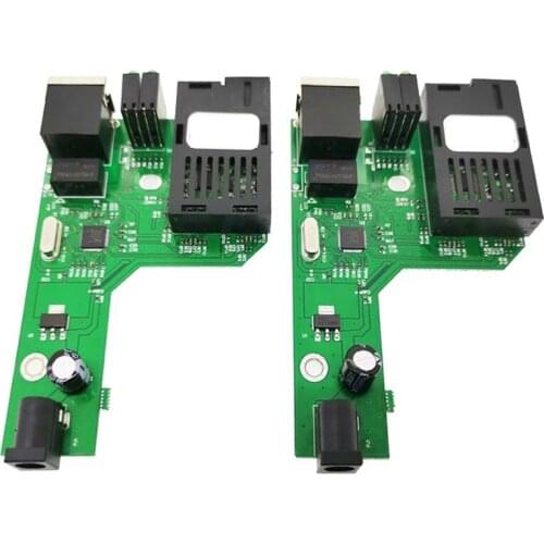 Optical Fiber Media Converter Fiber Transceiver Single Converter 25Km SC 10/100M Singlemode Single Fiber PCBA US Plug