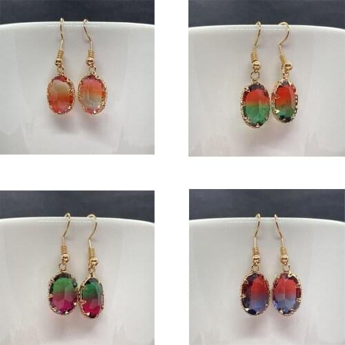 Oval Shape Classic Crochet Small Earrings, Exquisite Chinese Fashion Ladies Charm, Dazzling Gradient Color Holiday DIY Gift