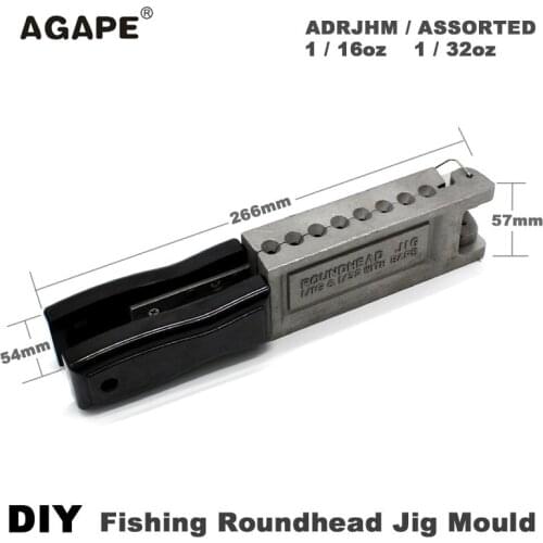 Agape DIY Fishing Roundhead Jig Mould ADRJHM/ASSORTED COMBO 1/16oz(1.75g), 1/32oz(0.875g) 8 Cavities