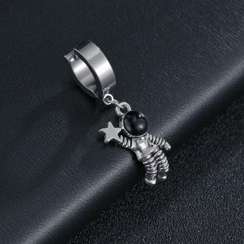 Stainless Steel Astronaut Stud Earring Set For Men Punk Earrings Male Jewelry Gothic Women Earrings