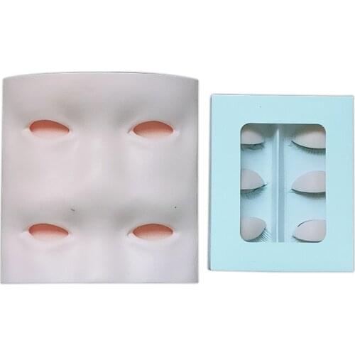 Silicone Mannequin Model Head Eyelash Extension Practice Training Kit with Removable Replacement Eyelids Grafted Lashes Supplies