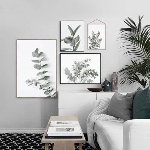 Modern Eucalyptus Nordic Poster Rubber Green Leaf Art Oil On Canvas Minimalist Living Room Home Printed Wall Decor Picture