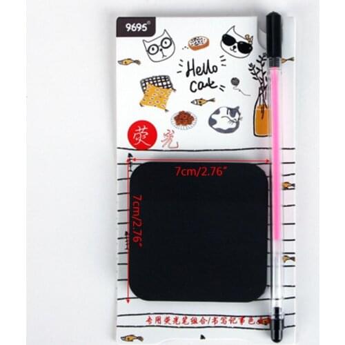 57EC 50 Sheets Black Sticky Notes with Fluorescent Pen Set Creative Office Stationery