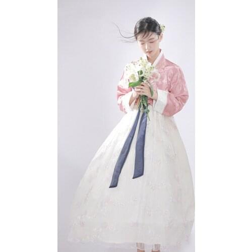 Korean Traditional Costume Retro Style Bow Tie Waist Thin Stage Performance Korean Costume Photo Studio Photo Two-Piece Set
