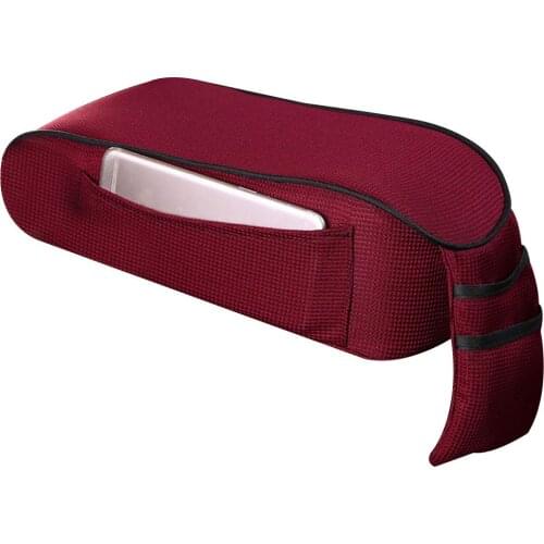 Universal Car Vehicle Central Armrest Box Cover Pad Heighten Cushion with Pocket Car Storage Bag