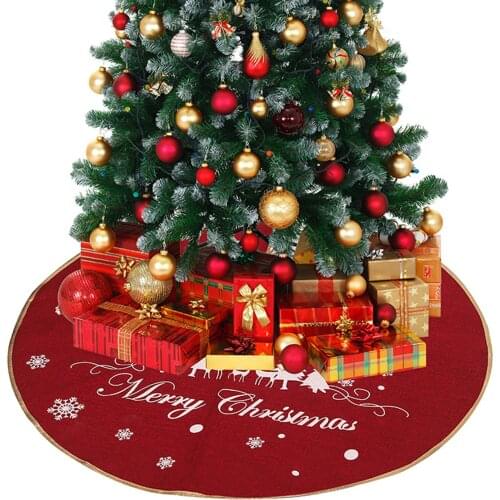 Christmas Tree Skirt Letter Elk Snowflake Print Decorative Cloth Festival Decorations for Home Shops Christmas Tree Decorations