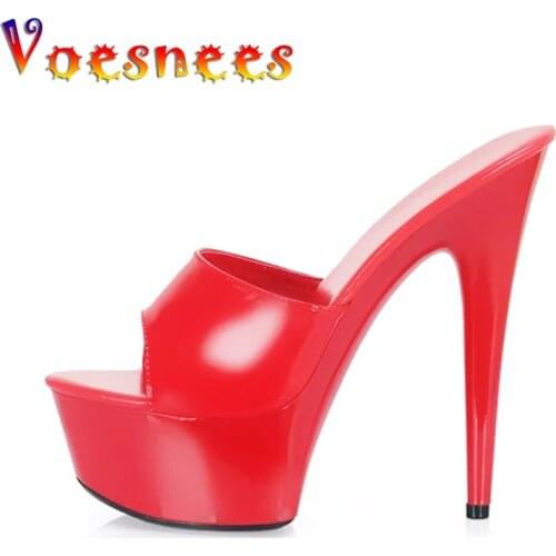 Voesnees Woman Wedding Shoes 2021Nightclub Sexy High-heeled 15 cm Shoes Women Slippers Heels Waterproof Sandal Summer Lady Shoes