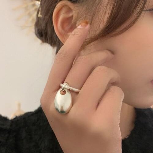 New Fashion Aesthetic Frosted Drop Womens Ring Minimalist Hip Hop Cool Stuff Geometric Adjustable Accessories Jewelry Gifts